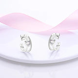 925 Silver CZ U Shape Star Moon Earrings
