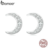 925 Sterling Silver Moon Earrings for Women Fine Jewelry