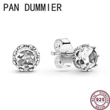 925 Silver Heart Double Ring Crown Women's Pan Earrings