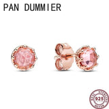 925 Silver Heart Double Ring Crown Women's Pan Earrings