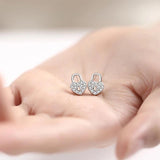 925 Sterling Silver Love Lock Stud Earrings AAA CZ Gift Jewelry