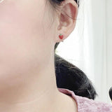925 Silver Red Strawberry Stud Earrings Girls Kids Baby Jewelry