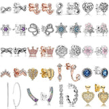 925 Silver Earring Heart Marquise Snowflake Women Gift