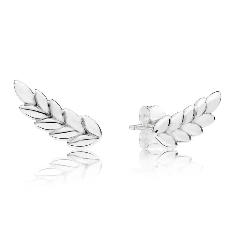 925 Silver Curved Wheat Pan Earrings Women Wedding Gift Europe Jewelry