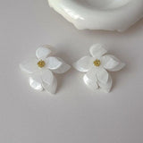 Vintage Resin Flower Earrings 925 Silver Needle