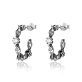 925 Silver CZ Semicircle Stud Earring Gift Women Love Vintage Jewelry