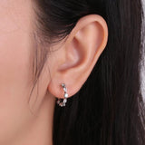 925 Silver CZ Semicircle Stud Earring Gift Women Love Vintage Jewelry