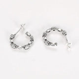 925 Silver CZ Semicircle Stud Earring Gift Women Love Vintage Jewelry