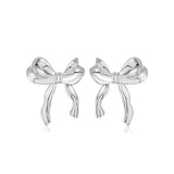 925 Sterling Silver Bow Earrings 18K Irregular Stud Kpop Y2k Accessories