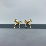 925 Sterling Silver Bow Earrings 18K Irregular Stud Kpop Y2k Accessories
