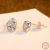 Square Stud Earrings 925 Sterling Silver Zircon Earrings Women Wedding