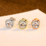 Square Stud Earrings 925 Sterling Silver Zircon Earrings Women Wedding