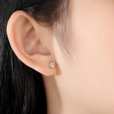 Square Stud Earrings 925 Sterling Silver Zircon Earrings Women Wedding