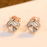 Square Stud Earrings 925 Sterling Silver Zircon Earrings Women Wedding