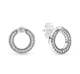 925 Silver Reversible Pave Circle Earrings Wedding Jewelry