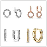 925 Silver Reversible Pave Circle Earrings Wedding Jewelry