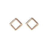 925 Silver Geometric Hollow Square Stud Earrings for Women Jewelry