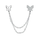 925 Silver Butterfly & Tassel Earrings, Women's Sweet Jewelry Gift