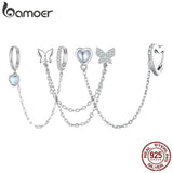 925 Silver Butterfly & Tassel Earrings, Women's Sweet Jewelry Gift