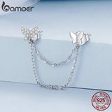 925 Silver Butterfly & Tassel Earrings, Women's Sweet Jewelry Gift