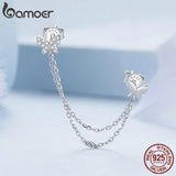 925 Silver Butterfly & Tassel Earrings, Women's Sweet Jewelry Gift