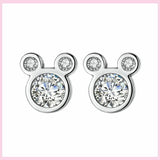 925 Silver Mouse Cat Paw Stud Earrings Green Zircon