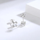 925 Silver Mouse Cat Paw Stud Earrings Green Zircon