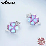 925 Sterling Silver Four Leaf Clover Earrings Fine Jewelry Lucky Gift