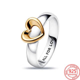 Heart Radiant Two-tone Ring 925 Sterling Silver