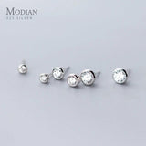 Clear CZ Round Studs Earrings 925 Sterling Silver