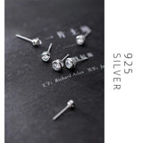 Clear CZ Round Studs Earrings 925 Sterling Silver