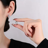 925 Silver Needle Square Crystal Hoop Earrings FQL23232