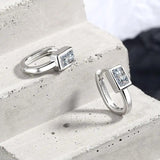 925 Silver Needle Square Crystal Hoop Earrings FQL23232
