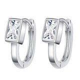 925 Silver Needle Square Crystal Hoop Earrings FQL23232