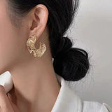925 Silver Geometric Texture Earrings For Women