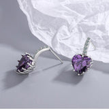 925 Silver Crystal Heart Stud Earrings Women Girl Gift FQL21355