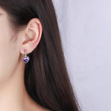 925 Silver Crystal Heart Stud Earrings Women Girl Gift FQL21355
