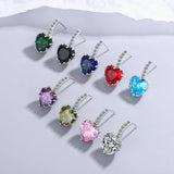 925 Silver Crystal Heart Stud Earrings Women Girl Gift FQL21355
