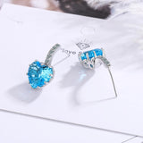 925 Silver Crystal Heart Stud Earrings Women Girl Gift FQL21355