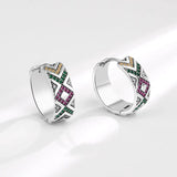 Colorful CZ Cross 925 Silver Stud Earrings
