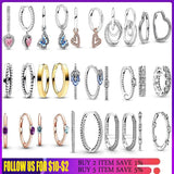 925 Sterling Silver Earring Rose Heart Butterfly Flower Earrings For Women