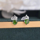Diopside Amethyst Garnet Earrings Crown s925 Sterling Silver Crystal Studs