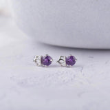 Diopside Amethyst Garnet Earrings Crown s925 Sterling Silver Crystal Studs