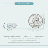 925 Silver Horseshoe Stud Earrings Rainbow Moonstone Zircon Ear Clips