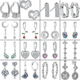 925 Silver Sparkling Hoop Earrings Star Moon Butterfly Stud Women Jewelry