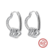 925 Silver Sparkling Hoop Earrings Star Moon Butterfly Stud Women Jewelry