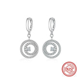 925 Silver Sparkling Hoop Earrings Star Moon Butterfly Stud Women Jewelry