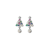 Colorful Christmas Tree 925 Silver Earrings for Women
