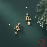Colorful Christmas Tree 925 Silver Earrings for Women