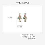 Colorful Christmas Tree 925 Silver Earrings for Women
